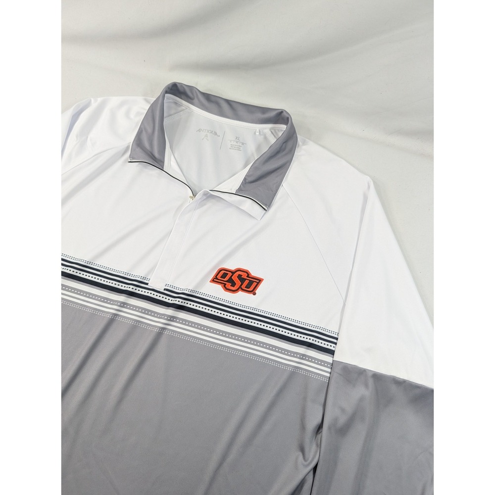 Antigua Oklahoma State Cowboys White/Gray Quarter-Zip Pullover Men's Size XL